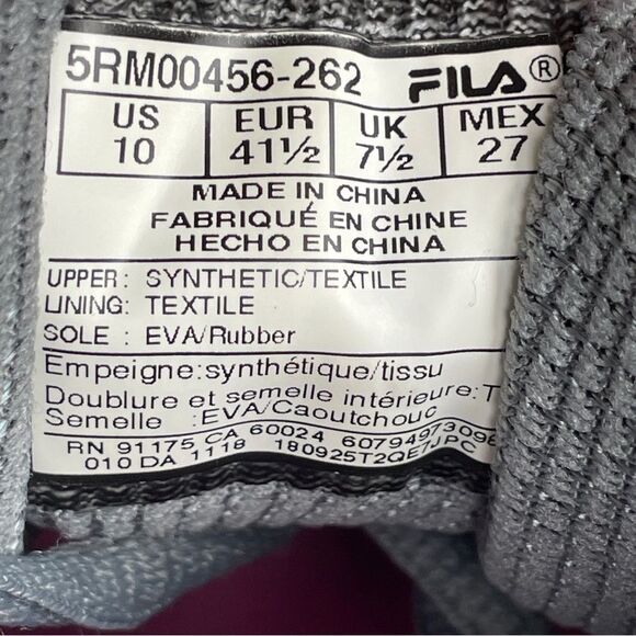 Fila Memory Fraction Grey Pink Running Sneaker Women’s 10 Gym Workout Trainer - Picture 10 of 11